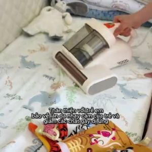 TJean Máy hút bụi giường nệm cầm tay – Lực hút 18Kpa UV diệt khuẩn hộp bụi kép