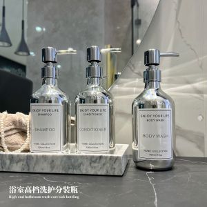 Commercially Used Pressurized Electroplated 500ml Shampoo Bath Gel Dispenser Bottle for Hotel Homestay Bathhouse Liquid Soap Empty Bottle