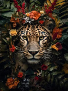 Colorful Jungle Leopard Wildlife Artwork Jigsaw Puzzle 1000Pieces Stress Relief Puzzle Wall Art Decor Gift
