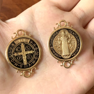 7 Pcs Lace St. Benedict Exorcism Pendant Medal Charm Connectors For Jewelry Making
