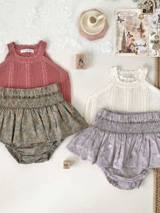 Girls Knitted Vest Summer Clothes Hollow out Shoulder Hanging Neck Thin Strap Cute Top Cotton A-Class Safety Gear for Kids