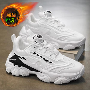 Mens Breathable Sports Shoes 2025 Spring New Style Versatile White Sneakers Youthful Rotation Buckle Casual Heightening Dad Shoes