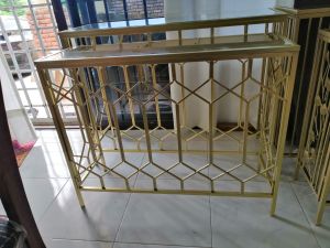 Meja Console Viral Corak Modern Nordic Minimalist Long Gold Console Table Modern Nordic Minimalist Luxury Design for Living Room Space