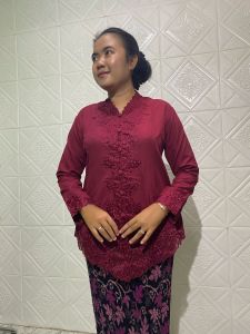 Kebaya Encim Bordir Polos Senada Tangan Panjang Motif/Kebaya Bordir