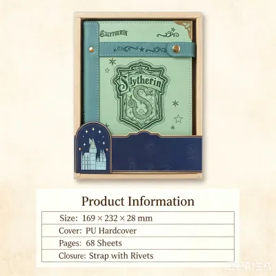 Official Licensed Harry Potter Loose Leaf Notebook Vintage Hogwarts House Embossed PU Hardcover Journal with 68 Themed Pages