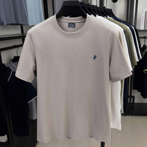 High End Brand Mens Summer Embroidered O-neck T-shirt Trendy Casual Short Sleeved Breathable Comfortable Cotton Top Mens Wear