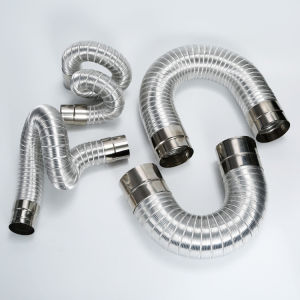 ∅50-110mm Aluminum Semi-flexible Pipe with Stainless Steel Connector Exhaust Tube of Water Heater/Bathroom Telescopic Ventilation Duct