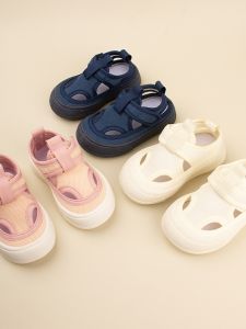 Breathable Mesh Childrens Sandals Summer 2024 Sporty Hollow out Soft Sole Magic Tape Boys Girls Casual Slip-On Shoes
