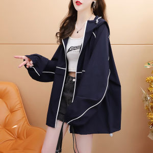 Womens Summer Thin Ice Silk Sun Protection Clothing Fashionable Outerwear Large Size Waterproof Coat Breathable Short Jacket