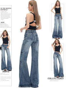 MZVZ | Vintage Flared Denim Jeans for Women Not Tight Comfortable