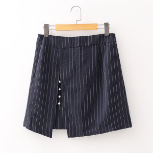 Váy Chữ a Cạp Cao Thêu Ngọc Trai Cài Khóa Kéo Sau Lưng Cho Nữ Mùa Thu 2024 Váy Ngắn Dáng Chữ a Phong Cách Công Sở