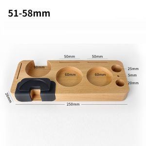 Wooden Espresso Tamper Base with Non-Slip Silicone Integrated Coffee Press Support for 51/54/58mm Portafilters Tamping Station
