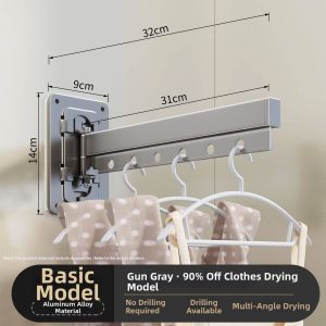 WAMUJIER | Wall-Mounted Invisible Foldable Clothes Drying Rack