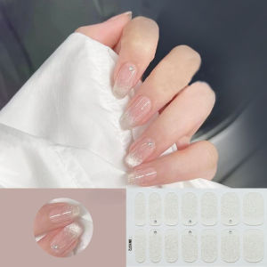 Sky Blue Gradient Nail Stickers 3D Fresh Flowers In Summer Nail Stickers Bake Free Gel Nail Sticker Slider Full Cover Decal