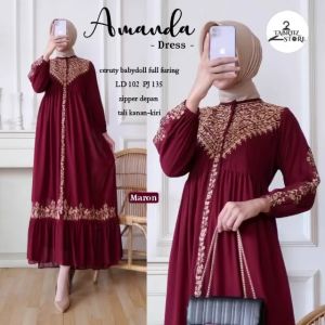 PROMO COD Dress Panjang Model Cantik Kekinian Full Furing Amanda Dress Tiamo Fashion Store
