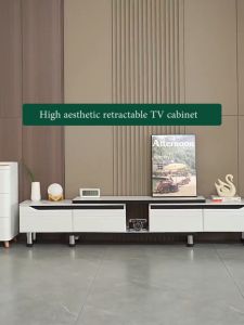 【LUUO+COD】TV Cabinet TV Rack 160-220*30*60cm (Marble White) with 4 Drawers