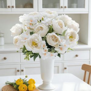 Artificial Silk Peony Hydrangea Flowers Wedding Party Vases Home Room Table Decor Accessory Holiday Garland DIY Decorative Gifts