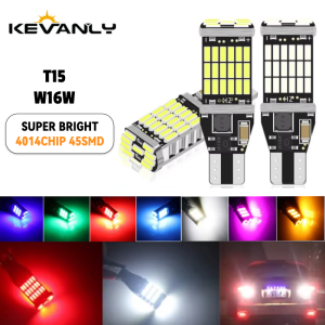 KEVANLY | 2pcs T15 W16W 921 912 Car Reverse Light 45SMD 4014 Bright LED Bulbs Canbus No Error Easy Installation 12V Backup Safety Universa