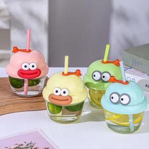 Mini Cartoon Glass Straw Cup