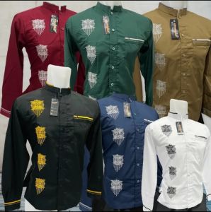 Baju Koko Pria Motif Bordir pintu aceh Dewasa Terbaru Lengan 3/4 Bahan Katun Madinah Premium Kualitas Impor Terbaik Fashion Muslim baju Kemeja Cowok dewasa terbaru Koko Kurta Pakistan seragam