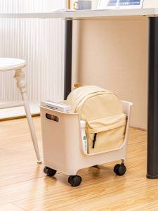Schoolbag Storage Rack under Desk Station Pulley Trolley Office Place Handy Gadget Desktop Storage Book Storage Box
