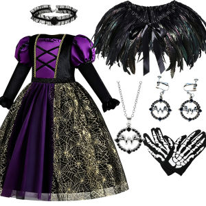Baby Girls Halloween Witch Costume Children Cosplay Vampire Dresses Carnival Party Clothes Dress Up Clothes for Children