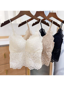 Áo Ba Lỗ Ren Cổ Chữ V Hở Lưng Dài Vừa Phải Dành Cho Nữ Áo Ngực Nâng Ngực Bằng Ren Khoét Lỗ Áo Ngực Tập Thể Dục Mùa Hè 2024