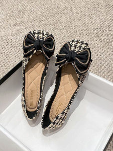 Flats Womens Soft Bottom Bean Shoe Butterfly Knot Boat Shoe Versatile Slip-On Low Heel Korean Style Fashion Single Shoe