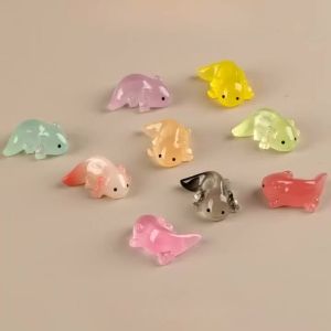 10/20/30/50Pcs Colorful Luminous Mini Salamander Cute Tiny Axolotls Figurine for Garden Landscape Aquarium Dollhouse Decoration