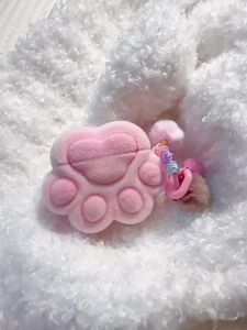For AirPods Pro 2 Pro 3 AirPods 4 Earphonw Protective Case Cover 3D Cute Pink Cat Paw Case Strap Keychain Accessories Gifts