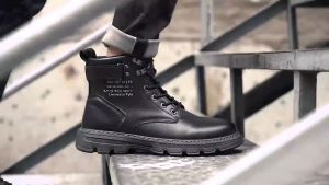 Mens ankle boots autumn high top boots Trendy motorcycle leather boots Mens British casual boots