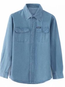 Welder Denim Shirt Mens Pure Cotton Work Clothes Long Sleeve Shirt Coat Spring & Fall Labor Overalls
