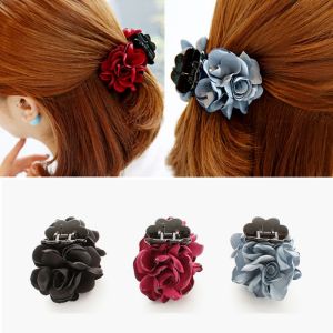 Fashion Large Silk Chiffon Flower Bow Hair Claw Clip Ladies Flowers Bow Hair Clip Hairpin for Women Hair Accessories