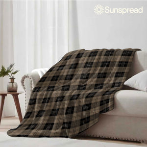 Beast Kingdom | Dark Brown Plaid Soft Warm Flannel Blanket Lightweight Cozy Christmas Halloween Home Decor Room