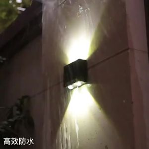 4LED Beads Up and Down Light Solar Powered Waterproof Wall Light for Courtyard Garden Carport