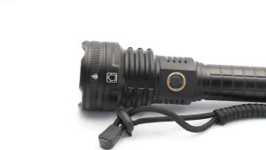 outdoor glare flashlight quad-core XHP90 LED wick retractable zoom 1500M irradiated two 26650 lithium batteries 12000mAh capacity power display 5-speed dimming aviation aluminum alloy body IPX6 waterproof searchlight repair light riding patrol light