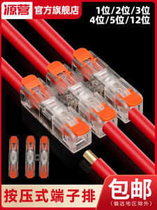 Push-Type Quick Terminal Wire Butt Joint Two-in Two-out Lamp with Power Supply Male/Female Lug Connection Handy Gadget