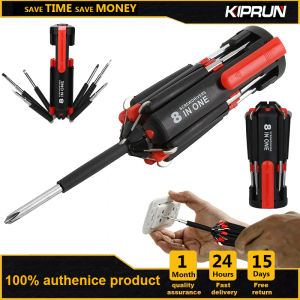 Kiprun Bộ Tuốc nơ vít 8 trong 1 với đèn LED Bộ dụng cụ gấp mũi tuốc nơ vít Multitool sửa chữa gia dụng công cụ