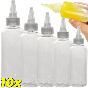 10PCS Pointed Mouth Squeeze Bottles Plastic Empty Bottle with Leak-proof Lids Portable Refill Container for Kitchen Sauce Art Paint