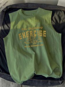 Áo Vest Thể Thao Cotton Nguyên Chất Không Tay Thời Trang Mùa Hè Cho Nam Áo Vest Thể Thao Phong Cách Hong Kong Thiết Kế Độc Đáo