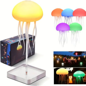 Cartoon Dancing Jellyfish Night Light RGB Gradient Cute Jellyfish Bedside Lamp Voice Control Charging LED Night Desk Lamps