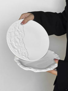 Rocks Pattern Ceramic Plate Dessert Dish Creative Flatware Restaurant Home Use Nordic Style Underglaze Color round Shape 8 Inches