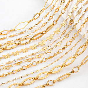 1Meter No Fade Stainless Steel Link Chain Gold Color Bulk Chains for DIY Jewelry Making Necklace Bracelet Findings