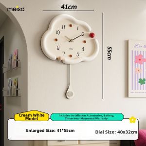 MEISD | Cloud-shaped Quiet Wall Clock Creamy Minimalist