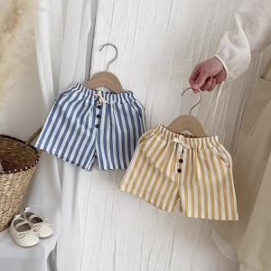 Summer Classic Shorts for Boys Stripe Shorts Elastics Waist Casual Buttons Pocket Baby Short Pants for Toddler boys Clothing