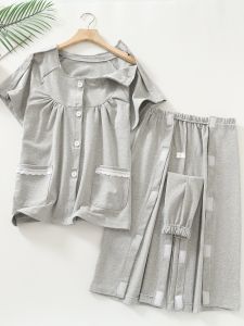 Short Sleeve Arm Injury Care Shirt Mens Arm Burn Treatment Cast Care Top Womens Knitted Cotton round Neck Casual Home Wear