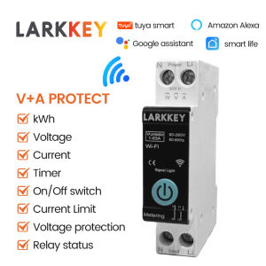 TUYA WIFI 1P 1-63A Smart Circuit Breaker Power Metering Over Current Under Voltage Protection DIN Rail Smart Switch LARKKEY