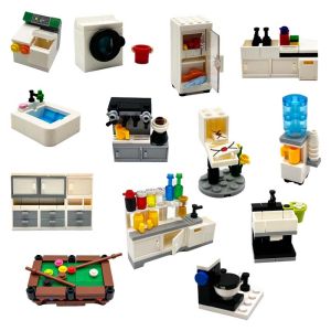 MOC Toy Blocks DIY Assembly Kitchen Bathroom Toilet Sofa Wardrobe Blocks Model Toys ABS Material for Teenagers And Adults