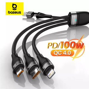 BASEUS | Baseus 3 in 1 USB Type C Cable for iPhone 15 14 13 12 Pro Charger Cable 100W Micro USB Type C Cable for Macbook Samsung Xiaomi