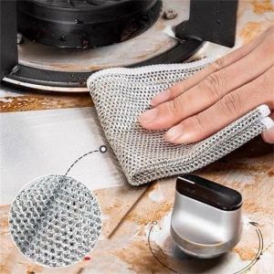 20pcs Cleaning Steel Wool Wire Dishwashing Scrubber Wire Dishcloth Wire Cleaning Rags Rust Removal Towel